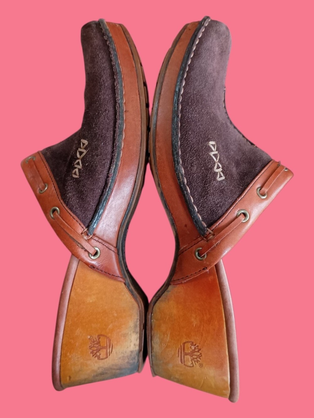 Timberland Brown Suede Comforia clogs with wooden heels Size 9 GRUC - Picture 4 of 8